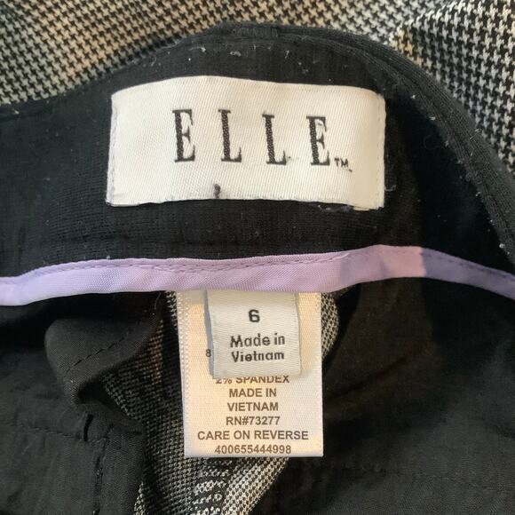 Elle Black White Houndstooth Mid-Rise Curvy Skinny Leg Pants Trousers - Picture 4 of 6